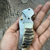 Pearlridge Damascus Folder 7" Handmade Mother of Pearl Lock Back