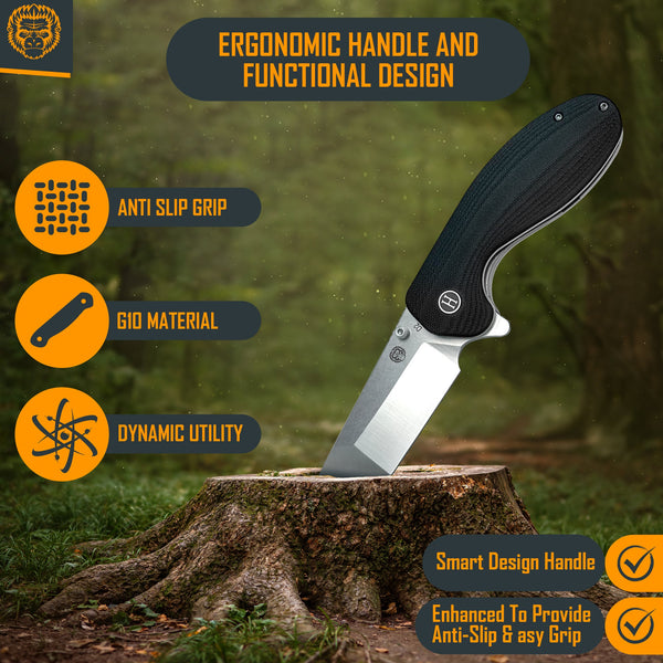 The Pioneer Folding Pocket Knife Giftset for Men and Women (Silver and Black)