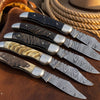 Trailfold Stag Pocket Knife Set 8" Handmade Set of 5 Folding Knives