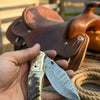 Stagline Damascus Folder 7" Handmade Horn Handle Damascus Bolster
