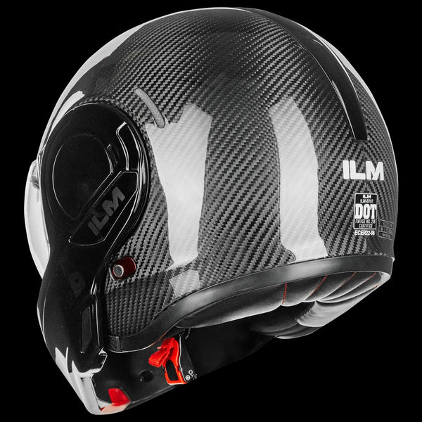 ILM Carbon Fiber Vintage Full Face Modular Motorcycle Helmet Model B707C