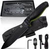 "The Fireline" Bushcraft Survival Knife with 1095 High Carbon Blade Giftset (Black and Green)
