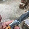 Honeywood Hawkbill Folder Knife 8" Handmade Wood Handle Damascus Blade