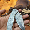 Obsidian Mosaic Folder Knife 8" Handmade Damascus Liner Lock