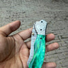 Jadeline Damascus Folder 7" Handmade Turquoise-Green Resin Handle