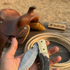 Stagline Damascus Folder 7" Handmade Horn Handle Damascus Bolster