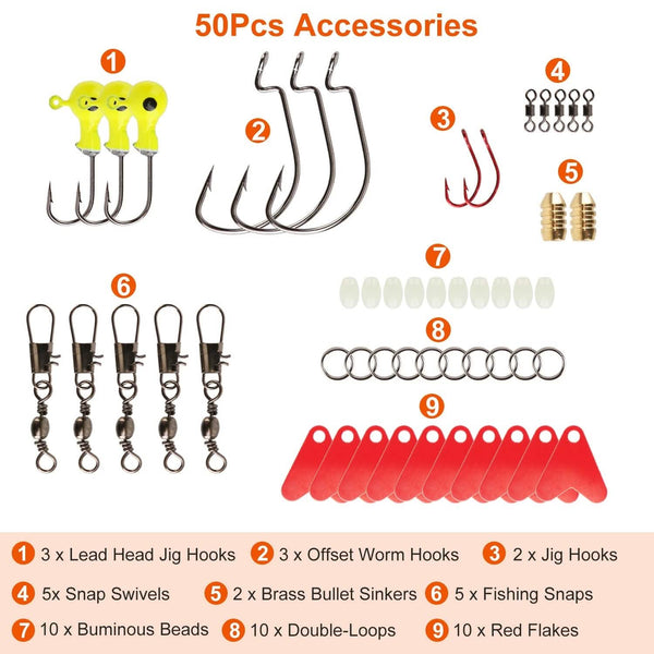 94-Piece: Fishing Lures Kit Soft Plastic Fishing Baits Set