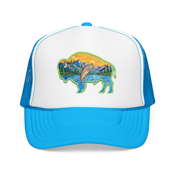 Sunset Buffalo Mountain Patch Foam Trucker Hat | Clear Water Trading Co.