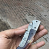 Twilight Burl Folder Knife 7" Handmade Burl Wood Damascus Blade