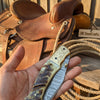Stagline Damascus Folder 7" Handmade Horn Handle Damascus Bolster