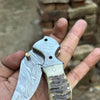 Pearlridge Damascus Folder 7" Handmade Mother of Pearl Lock Back