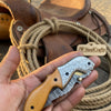 Honeywood Hawkbill Folder Knife 8" Handmade Wood Handle Damascus Blade