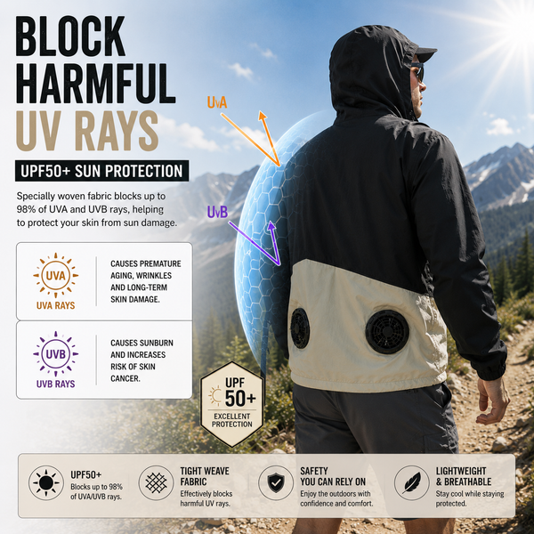 LITEGUEST UPF50+ Cooling Fan Jacket | Fishing, Hiking, Outdoor Cooling