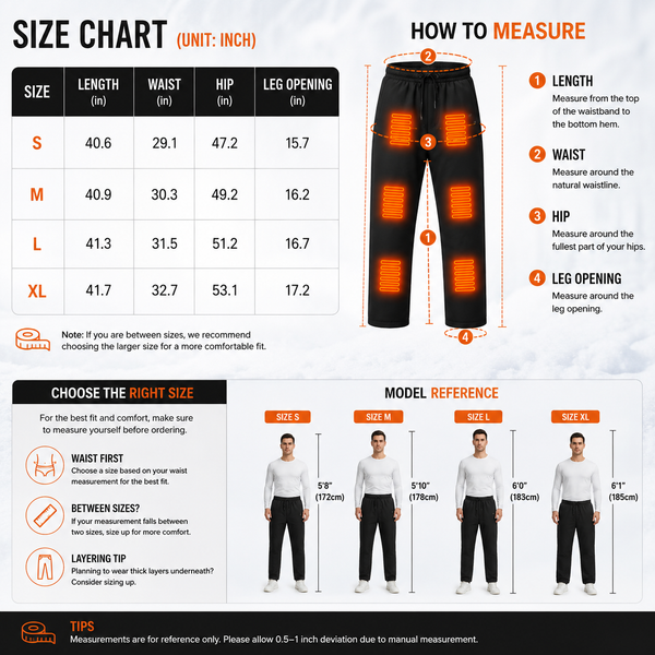 LITEGUEST 12-Zone Heated Pants | USB Heated Winter Pants