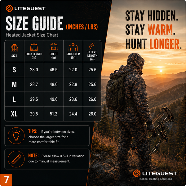 LITEGUEST 7-Zone Heated Jacket | Camo Outdoor Jacket with USB Power
