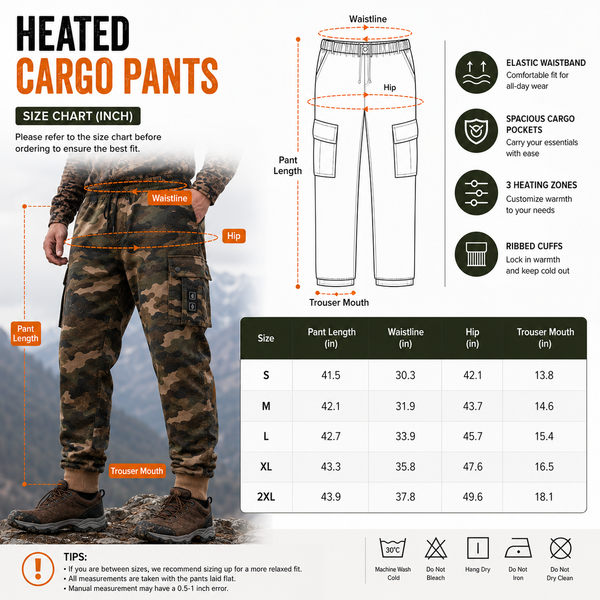 LITEGUEST 8-Zone Heated Hunting Cargo Pants | 3-Zone Heat Control