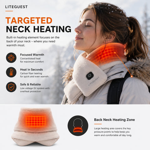LITEGUEST USB Heated Neck Warmer for Hiking, Skiing & Winter Travel