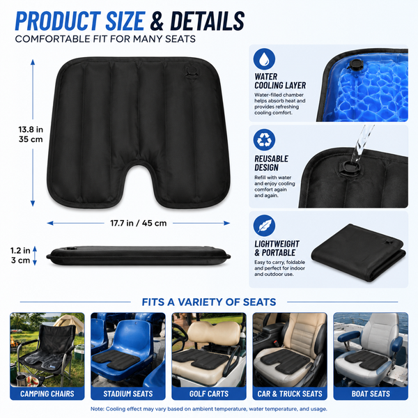 LITEGUEST Water Cooling Seat Cushion | Battery-Free Outdoor Cooling Pad