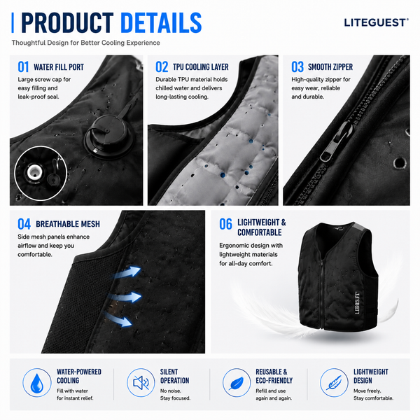LITEGUEST Water Cooling Vest | Battery-Free Cooling for Outdoor Activities