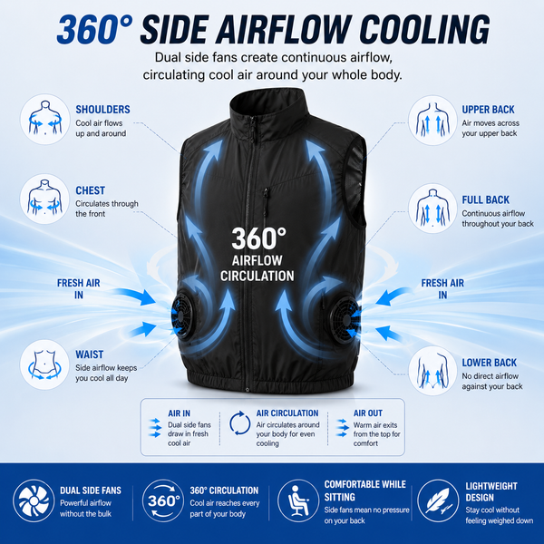 LITEGUEST Packable Side Fan Cooling Vest | Lightweight Travel Cooling