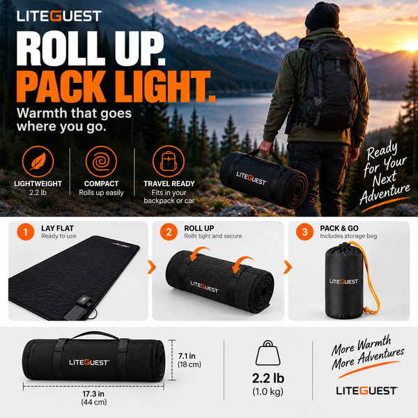 LITEGUEST 5-Zone USB Heated Sleeping Mat | Camping Sleeping Pad