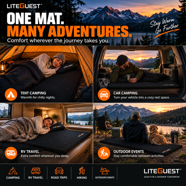 LITEGUEST 5-Zone USB Heated Sleeping Mat | Camping Sleeping Pad