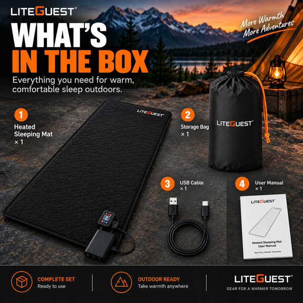 LITEGUEST 5-Zone USB Heated Sleeping Mat | Camping Sleeping Pad