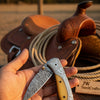 Boneridge Damascus Folder 7" Premium Bone Handle with Damascus Bolster