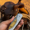 Boneridge Damascus Folder 7" Premium Bone Handle with Damascus Bolster