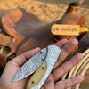 Boneridge Damascus Folder 7" Premium Bone Handle with Damascus Bolster