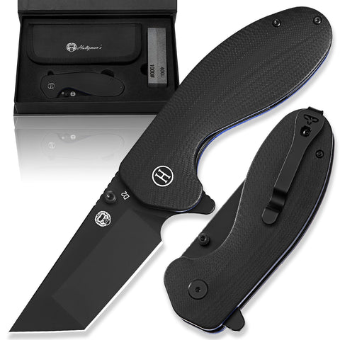 The Pioneer Folding Pocket Knife Giftset for Men and Women (Black and Blue)