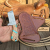 Rancher's Bull Knife 6" Handmade Damascus Turquoise Accent Handle