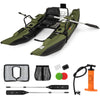 Inflatable Fishing Float Tube with Foldable Padded Seat and Adjustable Footrest-Green