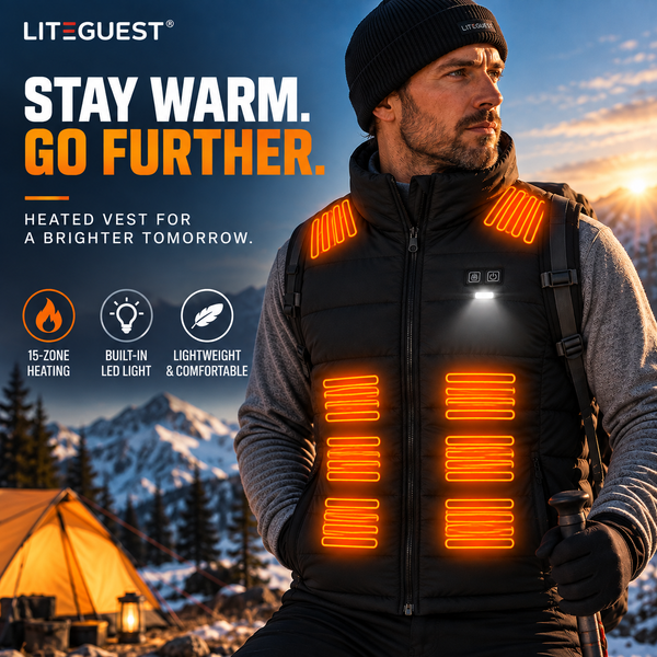 LITEGUEST 15-Zone Dual Control LED Safety Heated Vest | USB Heating
