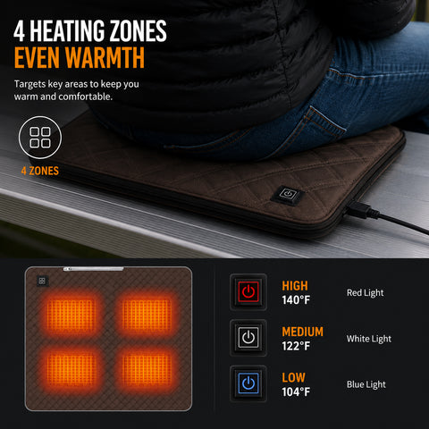 LITEGUEST Ultra Slim Heated Seat Cushion | USB Heated Seat Cushion