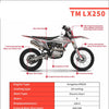 TrailMaster LX250 Dirt Bike, 6-Speed Manual, Dual Disc Brakes, Electric Start with Kick backup, (21/18) Wheels