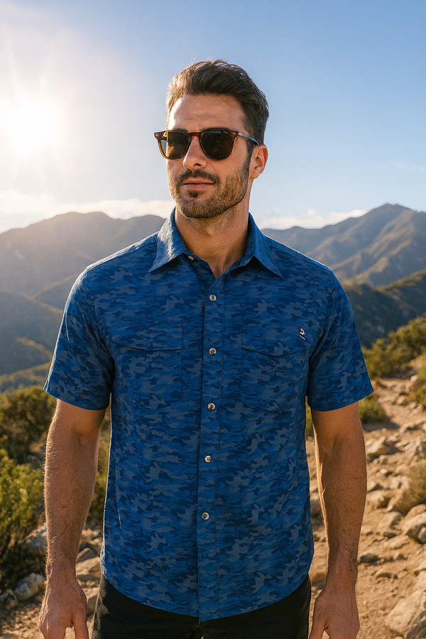 Men's Dot Camo UV Vented Fishing Shirt