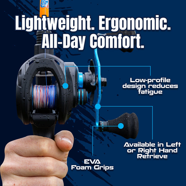 Reaction Tackle Baitcasting Fishing Reel – ProSpin Edition - 6.8:1 Gear Ratio