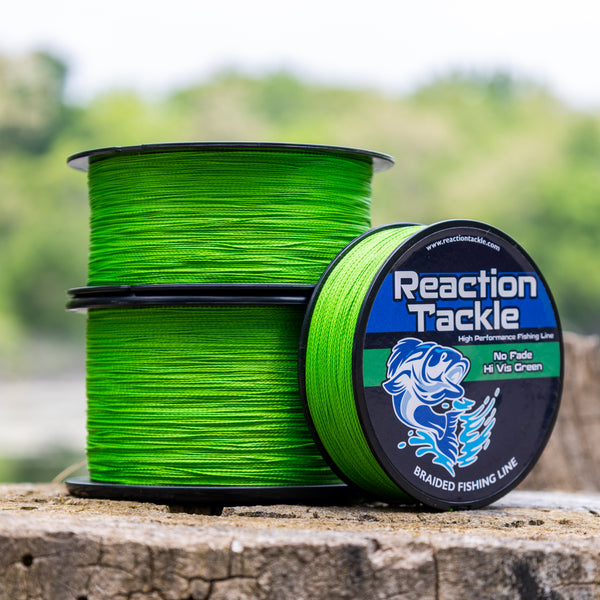 Reaction Tackle Braided Fishing Line - NO FADE Hi Vis Green