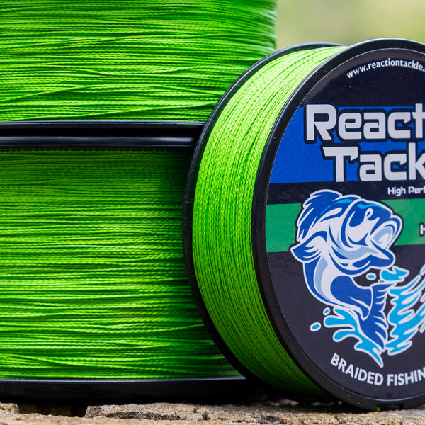 Reaction Tackle Braided Fishing Line - NO FADE Hi Vis Green