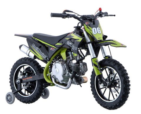 TrailMaster TM06 60cc Gas Dirt Bike, with Electric Start, Automatic, Training Wheels Included, Ages 6-9
