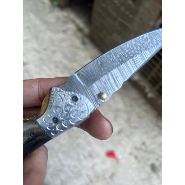 Blackwaist Damascus Folder Knife 7