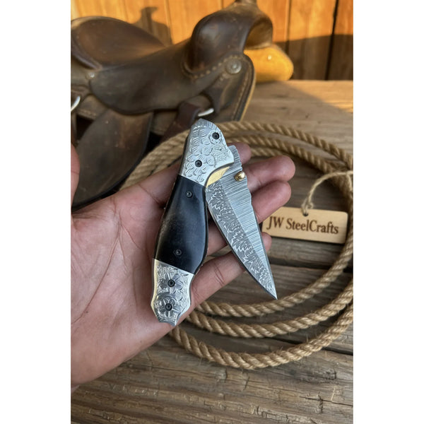 Blackwaist Damascus Folder Knife 7