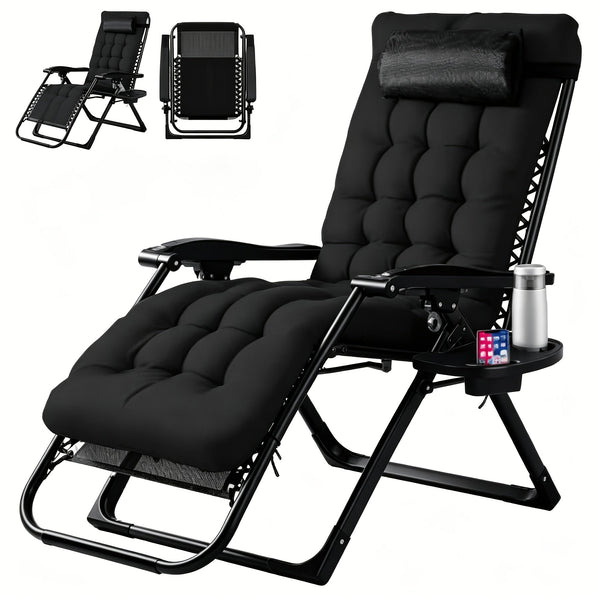 Zero Gravity Recliner Chair Foldable Patio Lounge w/Cup Holder & Cushion