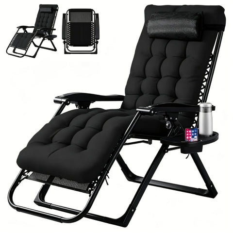 Zero Gravity Recliner Chair Foldable Patio Lounge w/Cup Holder & Cushion