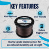 Reaction Tackle Weighted Stainless Steel Trolling Line 45LB- Premium Weighted Fishing Wire