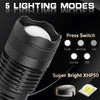 Adjustable Rechargeable Powerful Zoomable LED USB Flashlights High Lumens Powerful Tactical  Waterproof Super Bright  Flashlights Best For Camping Outdoor Hiking Running Riding