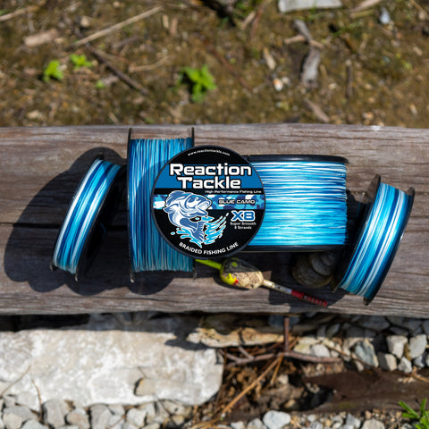 Reaction Tackle X8 Braided Fishing Line - Blue Camo 8 Strand