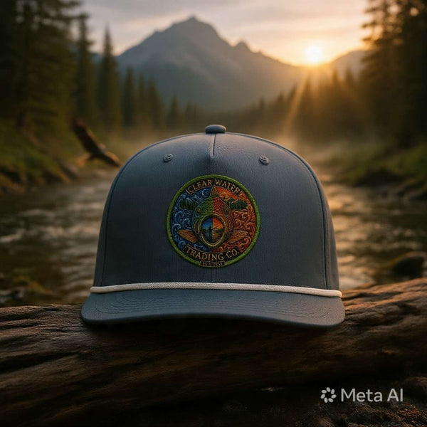 Trout Badge Rope Trucker Hat – Vintage Fly Fishing Hat | Clear Water Trading Co.
