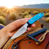 Cowboy Hunting Knife Damascus Steel Marble Handle